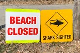 A beach closed sign at Kingscliff