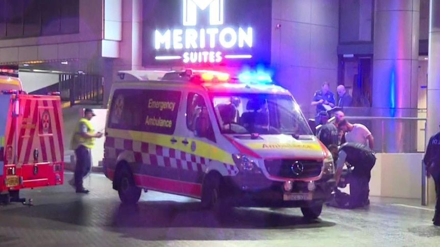 An ambulance outside a building