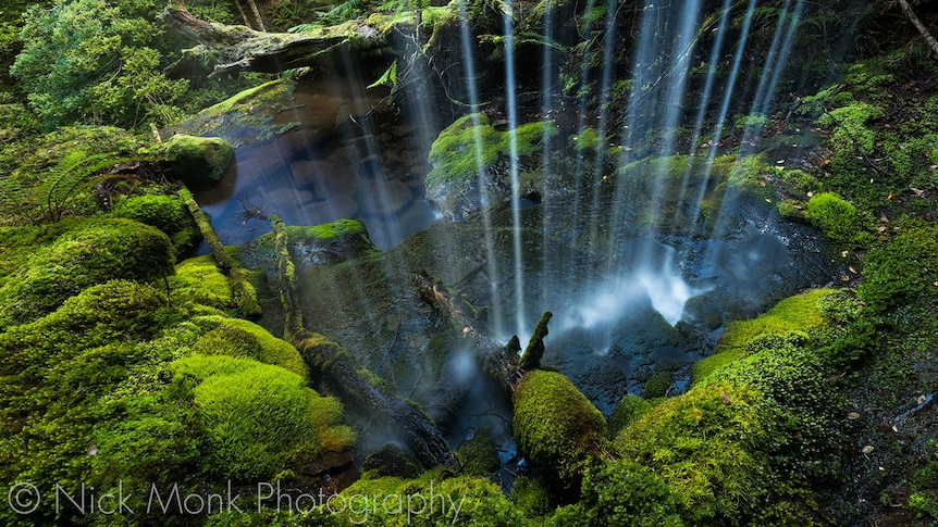 Photo of a small waterfall.