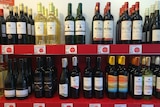 Imported wine at a market in China