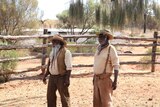 Gibson John and Hamilton Morris on the Alice Springs set of Sweet Country