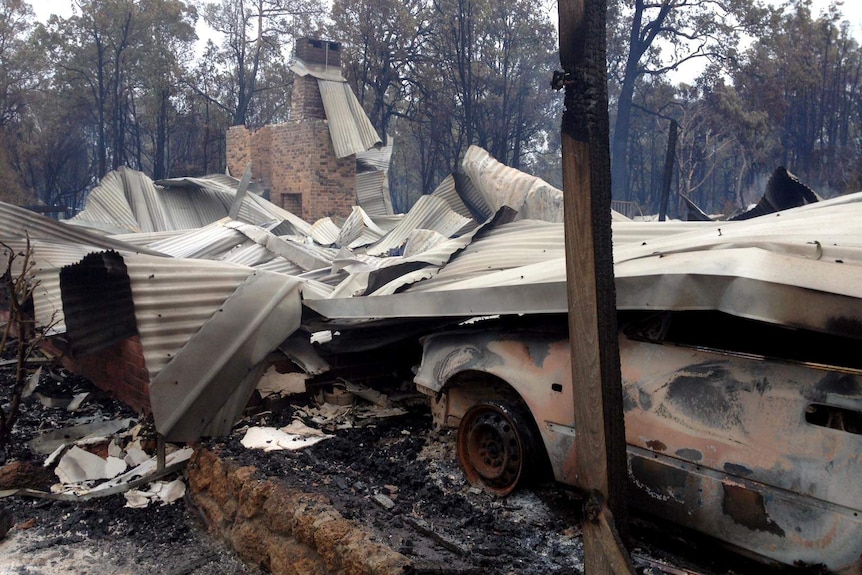 The remains of a house in Stoneville that was destroyed by a bushfire.