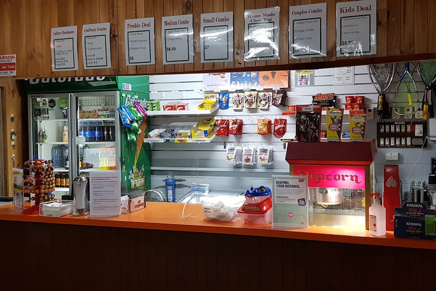 A snacks and drinks bar at a small cinema in Lakes Entrance.
