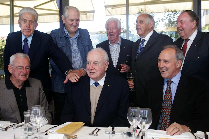 Gough Whitlam with former members of his cabinet