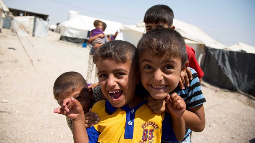 Children at the camp in Fallujah.