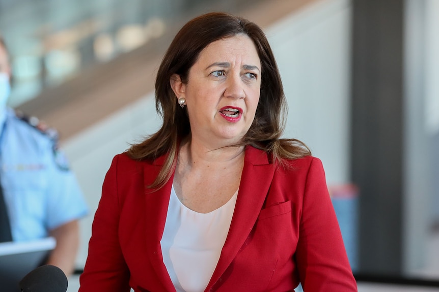 Annastacia Palaszczuk speaks at a COVID-19 press conference in Brisbane.