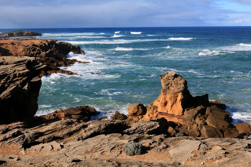 Beach and cliffs. 