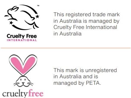Logos featuring cartoon rabbits showing products that have not been tested on animals