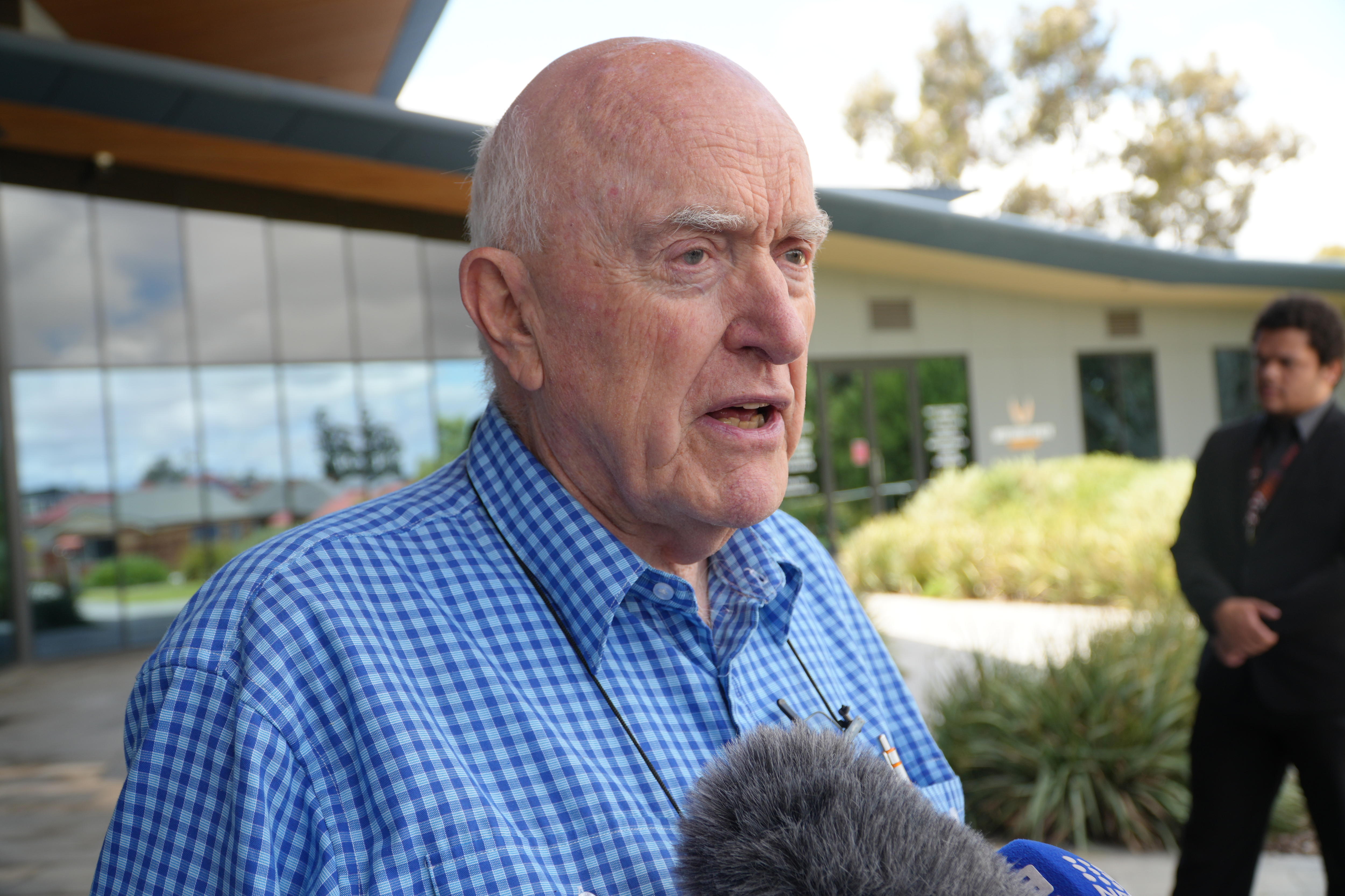  Stephen Rogers speaking to the media.