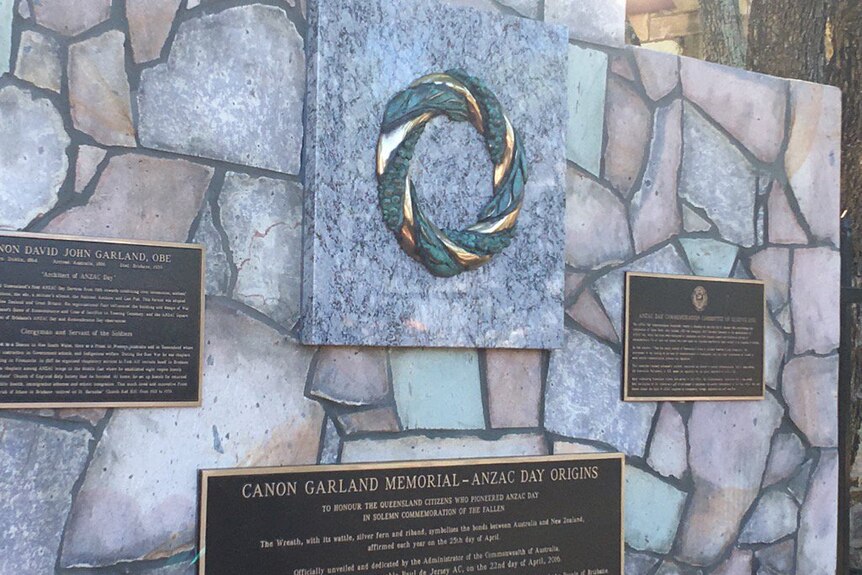 Memorial unveiled in honour of the "Architect of Anzac Day" Brisbane cleric Canon David Garland.