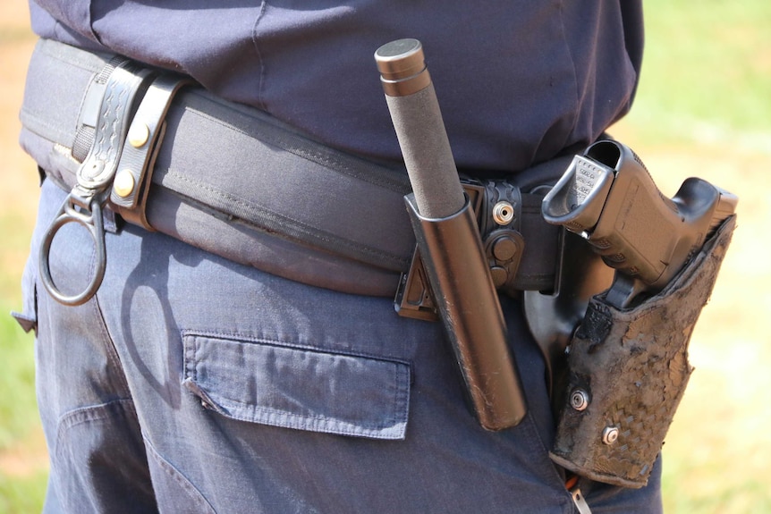 NT Police officer gun, baton, belt, uniform good generic