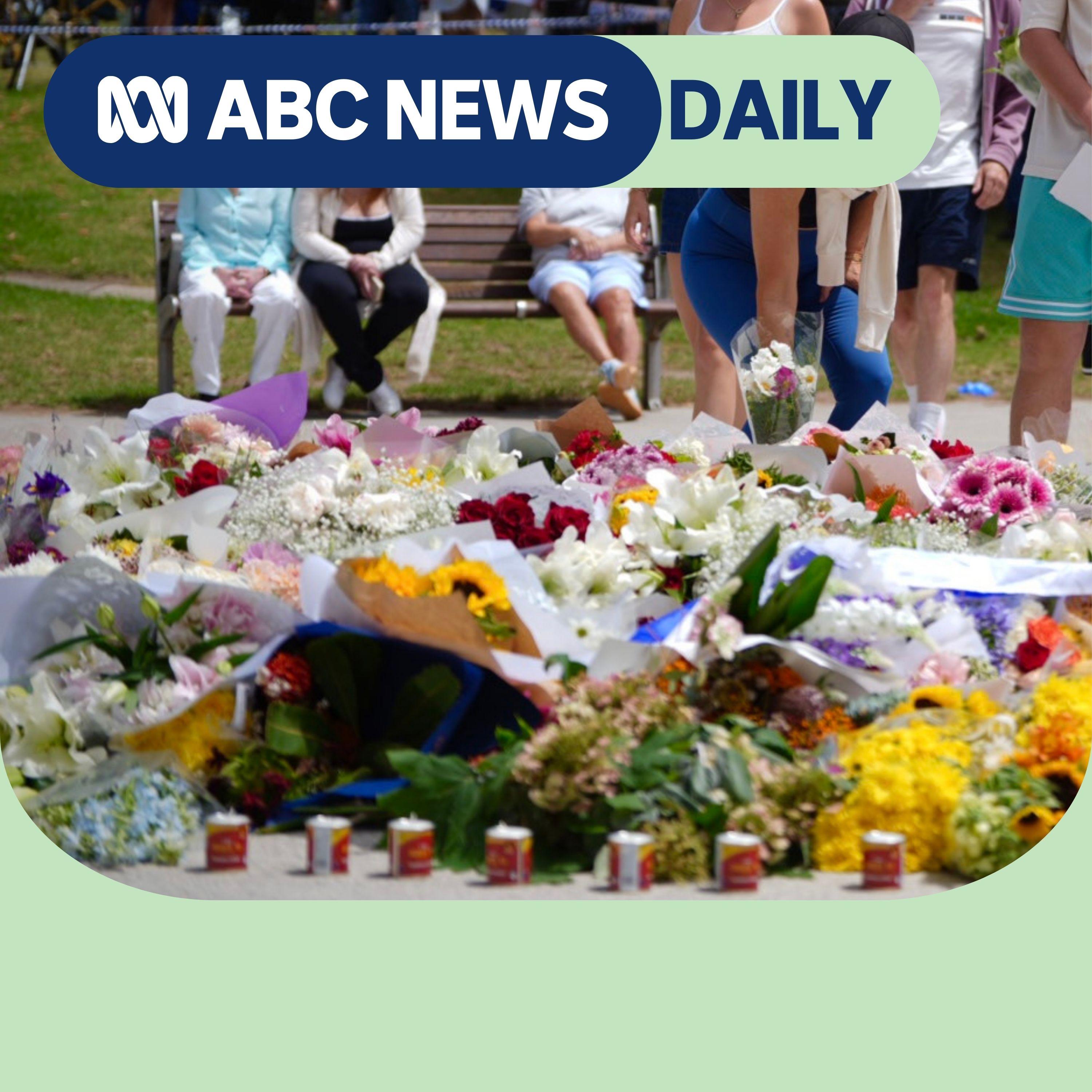 Flowers laid at a memorial for the Bondi victims