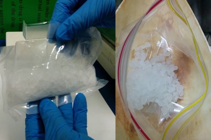 NT Police display some of the 55 grams of methamphetamine they alleged a man was carrying in his underwear in 2014.