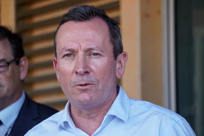 A close up of WA Premier Mark McGowan speaking at a press conference