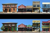 Photoshopped animation of before and after image of Macksville's river Street.