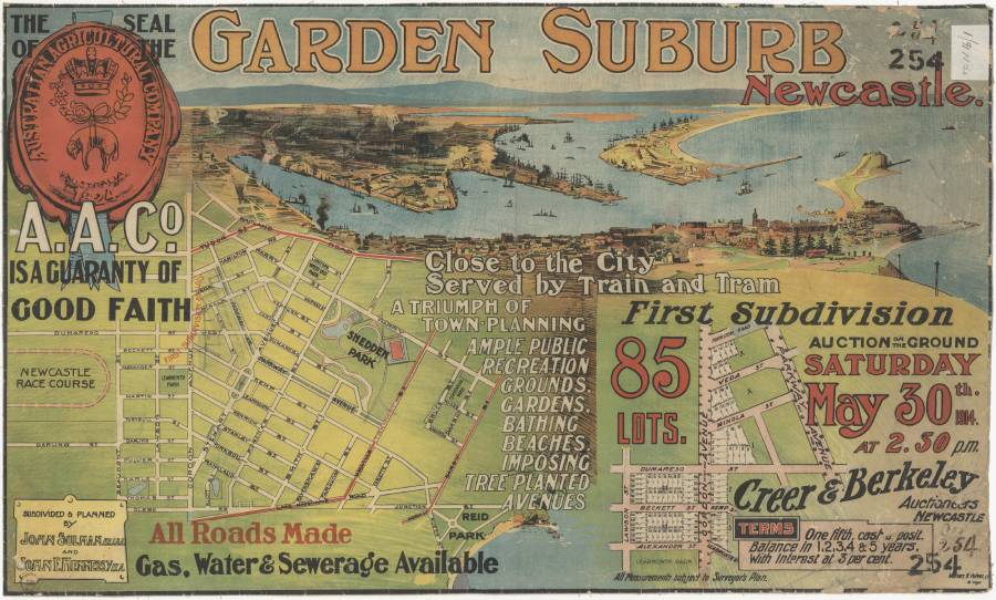 A colourful subdivision plan of Garden Suburb from 1914.