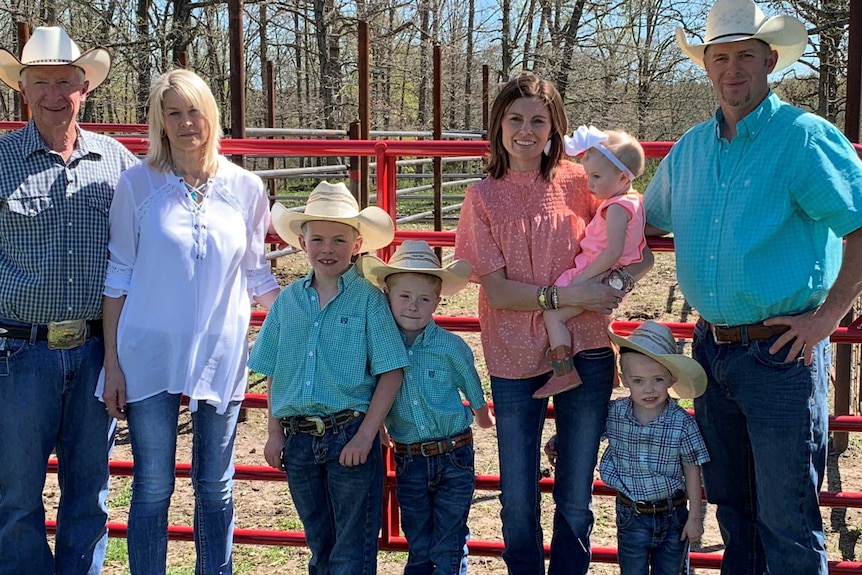 Bobby Simpson (left) with his family in the United States.