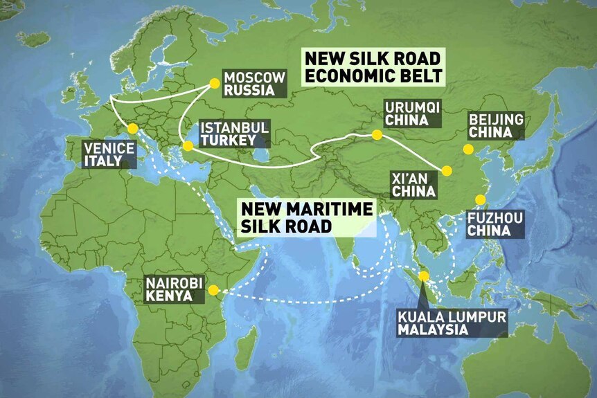 A diagram of China's plan for the 'New Silk Road'