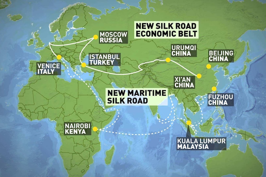 A diagram of China's plan for the 'New Silk Road'