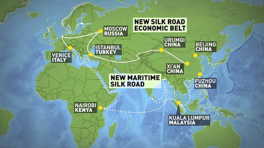A diagram of China's plan for the 'New Silk Road'