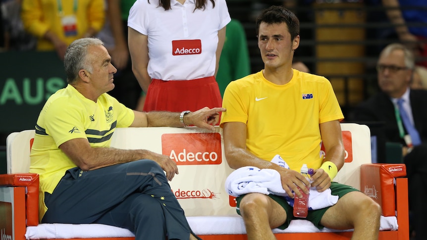 Tomic and Masur look on after Davis Cup loss