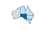 Icon drawing of Australia with state of South Australia highlighted.