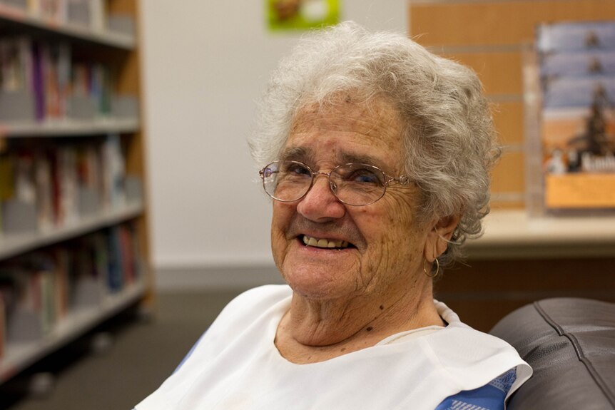 Kambalda local Billie Ingham at the Kambalda CRC, sharing a story or two about the place.