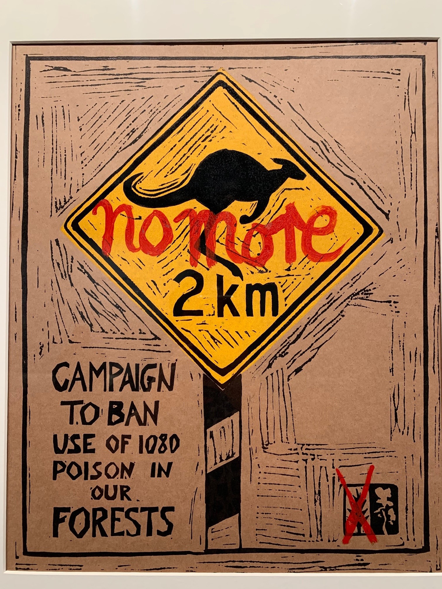Poster of kangaroo on road sign