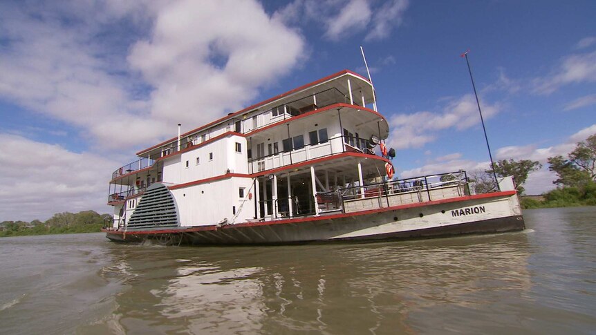 The PS Marion boat moves over the Murray River.