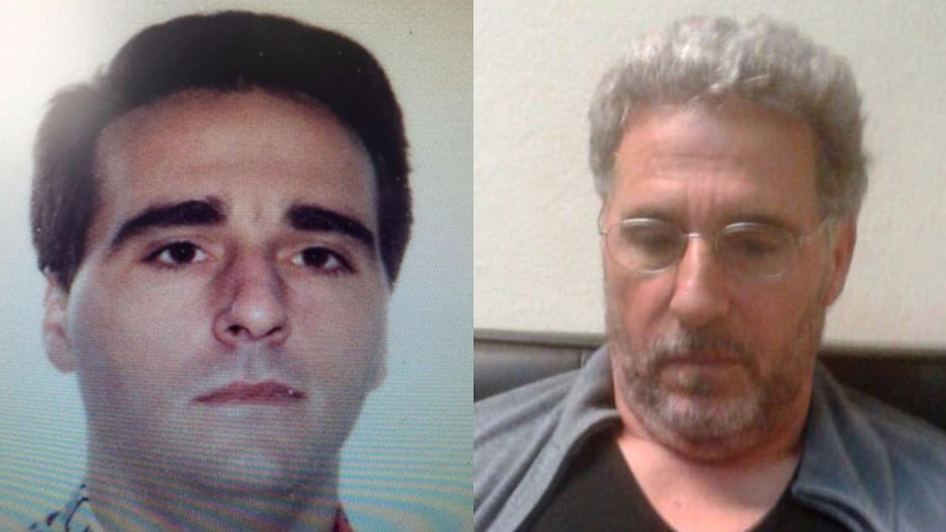 A composite image of Morabito decades ago and after his arrest.