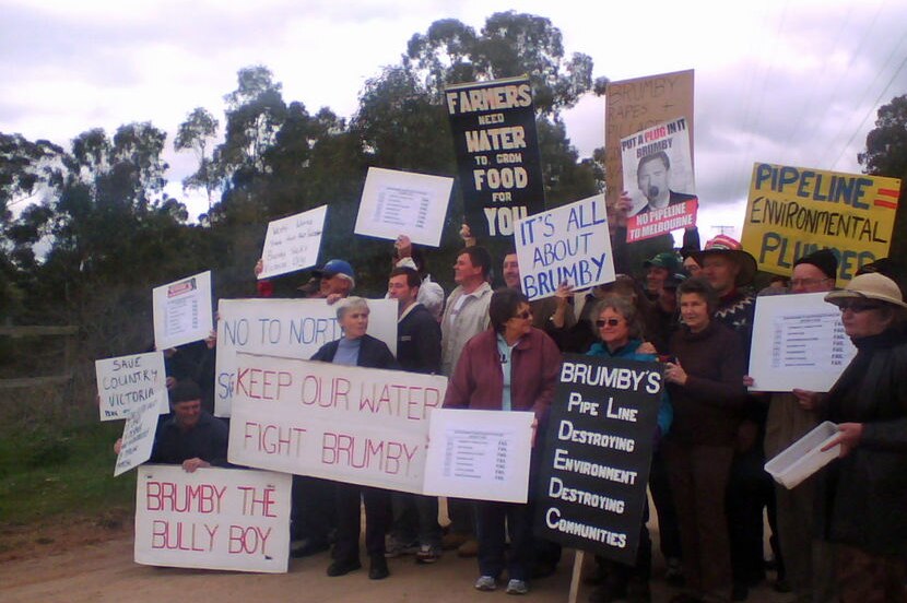 Campaigners say the north-south water pipeline workers are invading their farms.