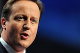 Leader of the British Conservative Party, David Cameron, delivers a speech