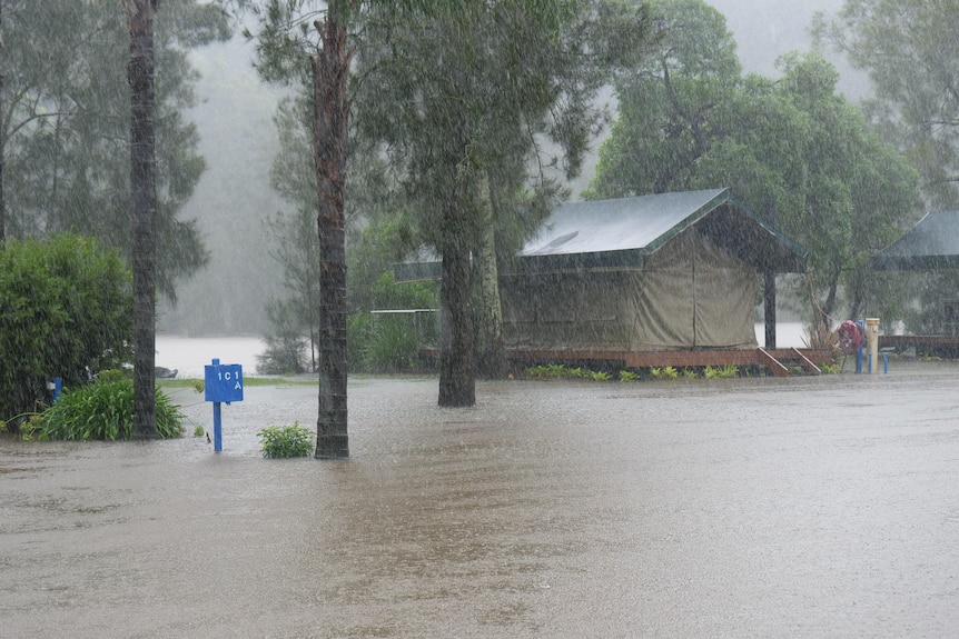 Caravan site flooded. 