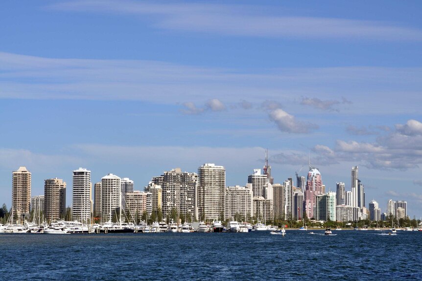 The Gold Coast skyline and Broadwater.