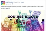 A Facebook ad posted by a group called LGBT United asking people to join a protest rally against the Westboro Baptist Church.