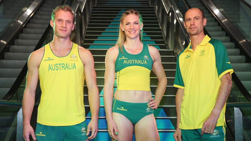 Australian athletes pose in Commonwealth Games kit