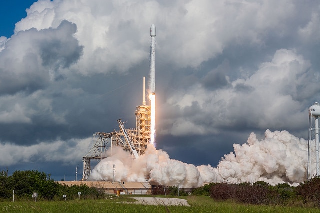 A rocket is tested at the Cape Canaveral base in florida