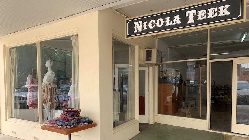 The outside the Nicola Teek shop in Tallangatta, Victoria.