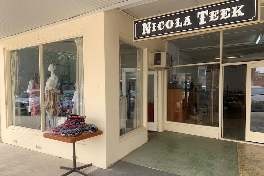 The outside the Nicola Teek shop in Tallangatta, Victoria.