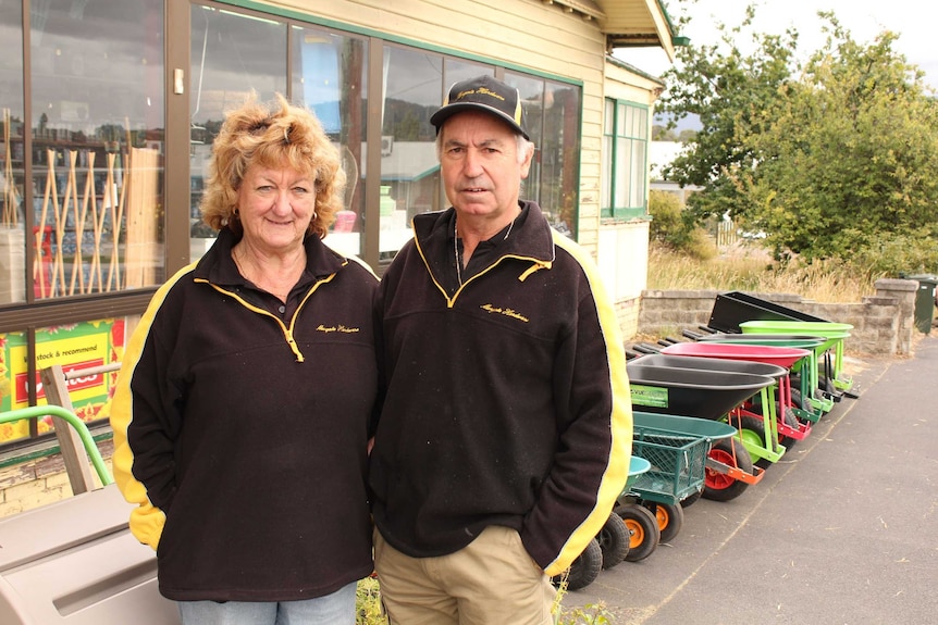 Maureen and Allen Sculthorpe at the hardware store which they have run in Margate for 27 years.