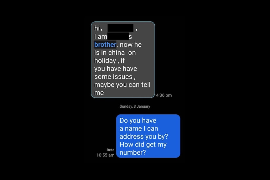 A message from a stranger claiming to be the owner's brother.
