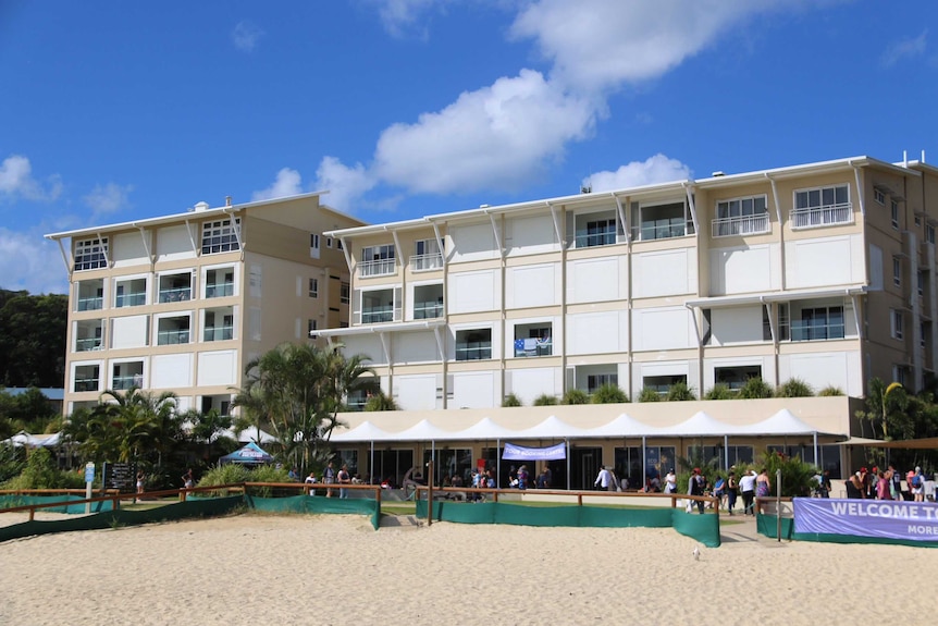 Tangalooma Resort building and beach on Moreton Island off Brisbane on May 1, 2018.