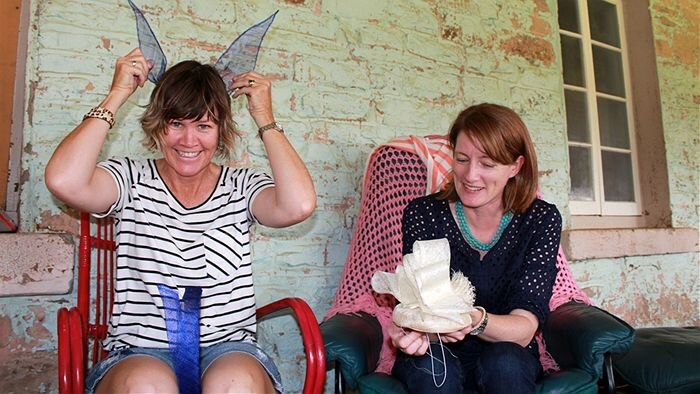 Image of Kate Bradshaw and Tanya Bowden making hats