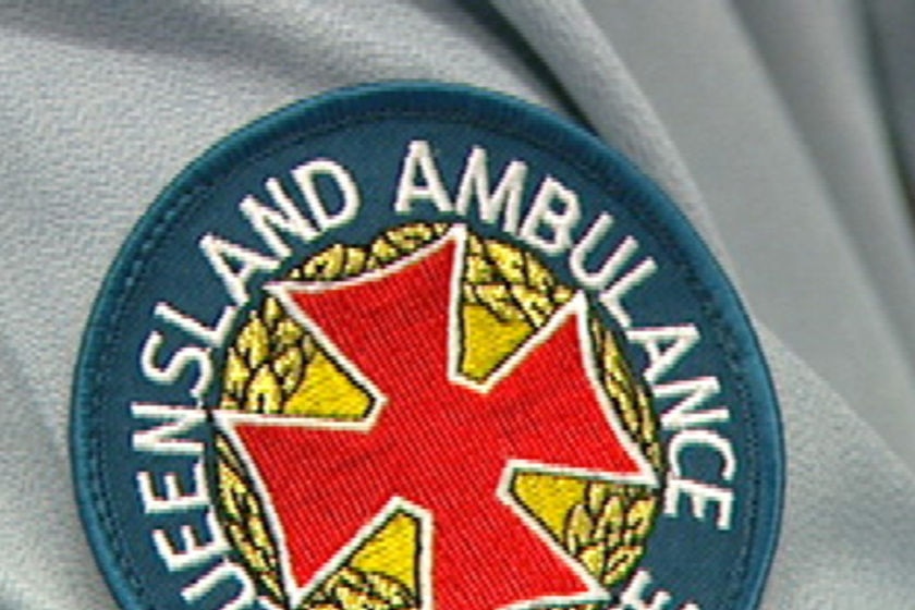 Generic TV still of Qld Ambulance Service badge on staff shirt sleave.