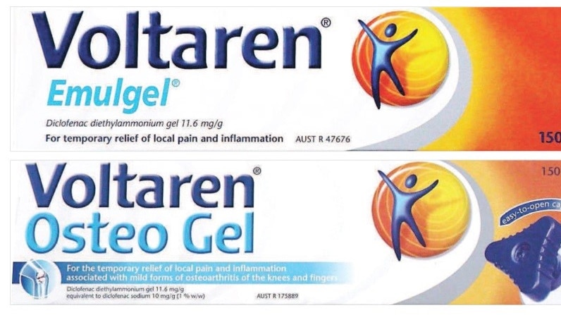 Voltaren Osteo gel and Voltaren Emugel.