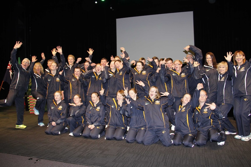 The Australian Down Syndrome swimmers competing at the World Championships in Italy in July 2016.