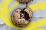 Chocolate chip cookie with melted chocolate pockets and sea salt, as part of 19 recipes to bake during the coronavirus pandemic.