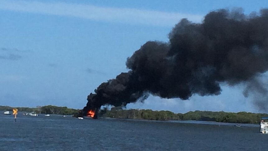 Two boats on fire at Jacobs Well
