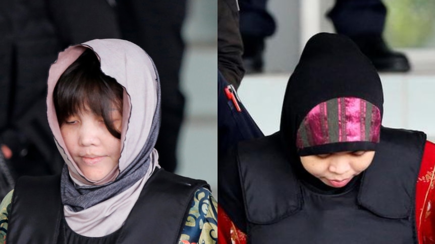 A composite image showing the two women in bullet proof vests