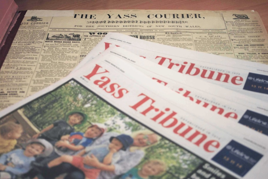 Archival copies of newspapers serving the Yass community, stored in its local library.